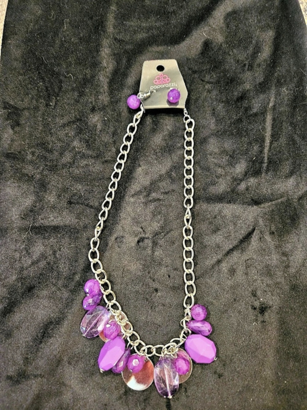 Paparazzi Purple Beaded Statement Necklace Like New